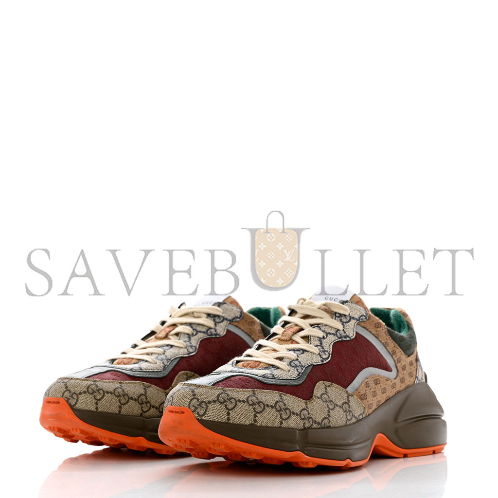 GUCCI GG SUPREME MONOGRAM MIX MONOGRAM MENS RHYTON SNEAKERS 12 BORDEAUX BEIGE EBONY 1156612